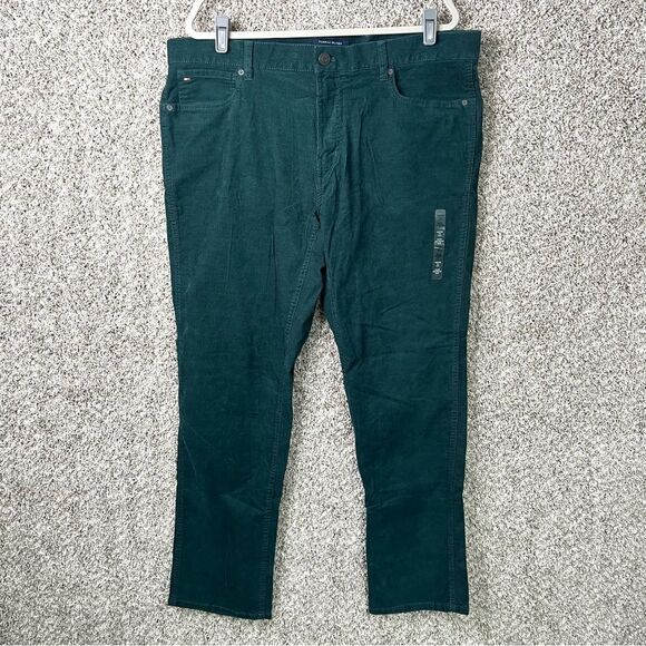 Tommy Hilfiger Pants Men’s 38x32 Green Corduroy Custom Fit NWT - Picture 1 of 8